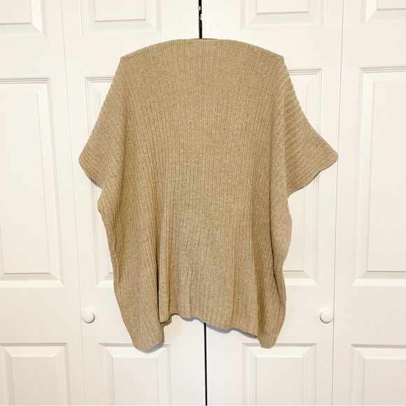 Anthropologie Wool Blend Oversized Ribbed Knit Sweater Twist Front Poncho OS - Picture 6 of 7